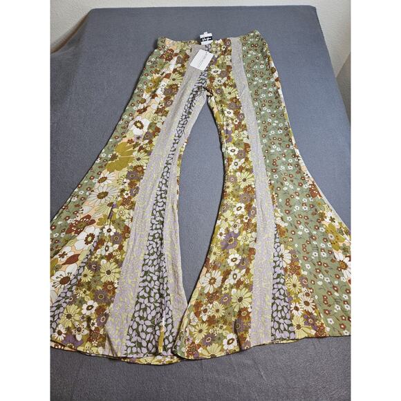 Sky to Moon Pants - Sky To Moon Pants Womens Small Multicolor Floral Bobbi Rocco Super Flare Boho